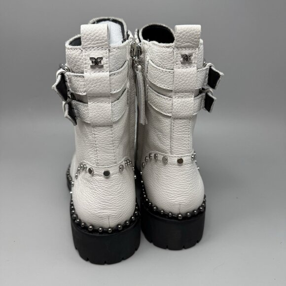 Sam Edelman Jennifer studded combat boots white leather size 8.5 New No Box - Picture 7 of 10